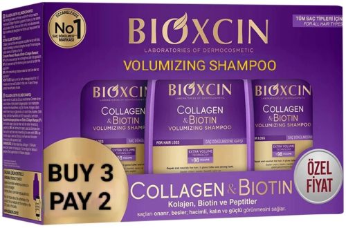 Bioxcin Collagen & Biotin Sampon 2+1 multipack Hajerősítő/Dúsító
